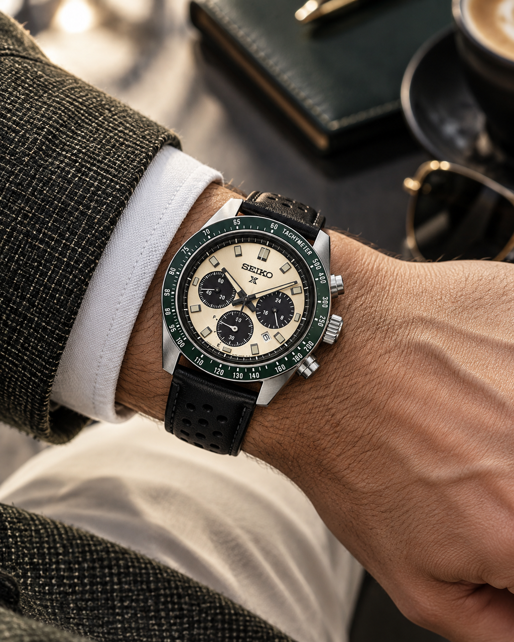 Seiko Prospex Speedtimer SSC943 solar chronograph on wrist