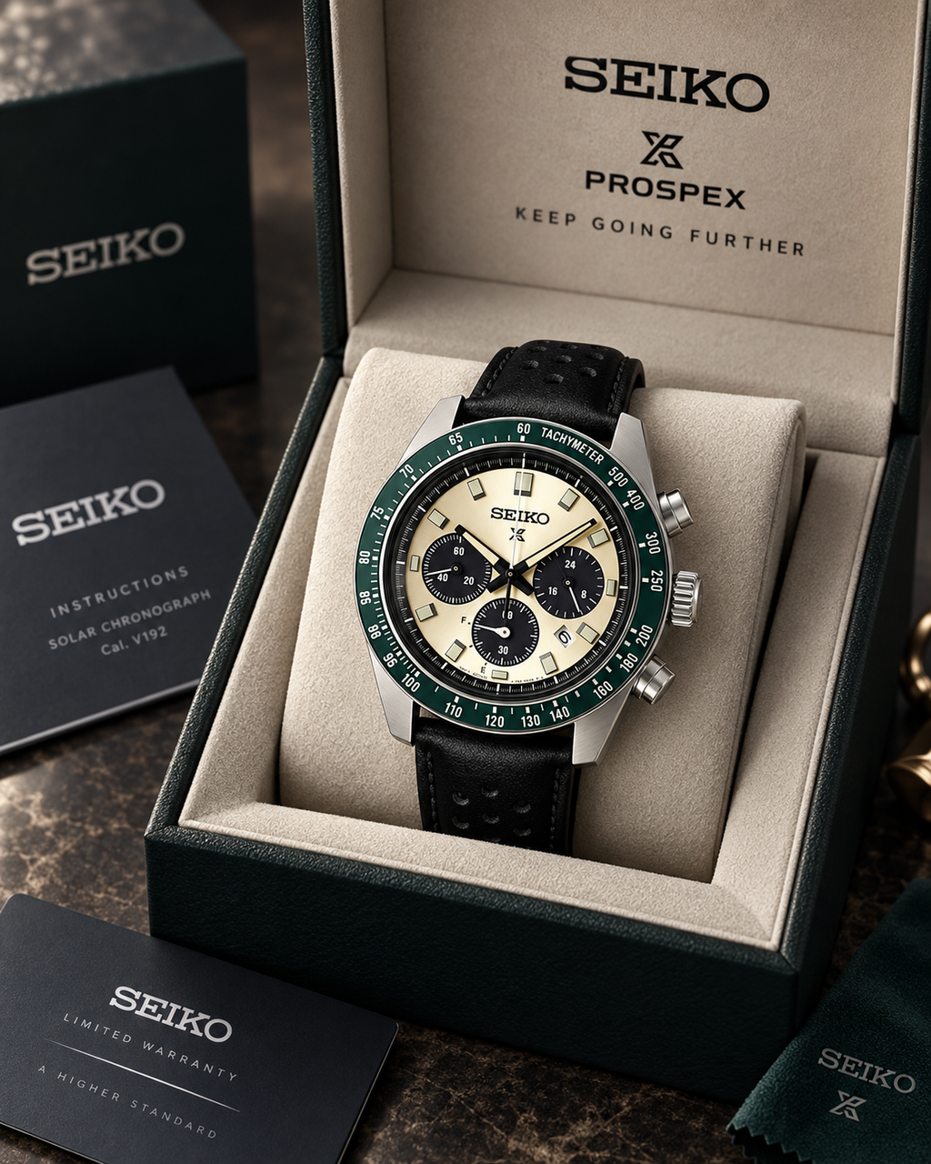 Seiko Prospex Speedtimer SSC943 presented in Seiko Prospex box