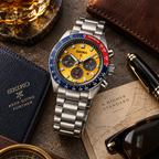 Seiko Prospex Speedtimer SSC947 yellow dial luxury lifestyle product view