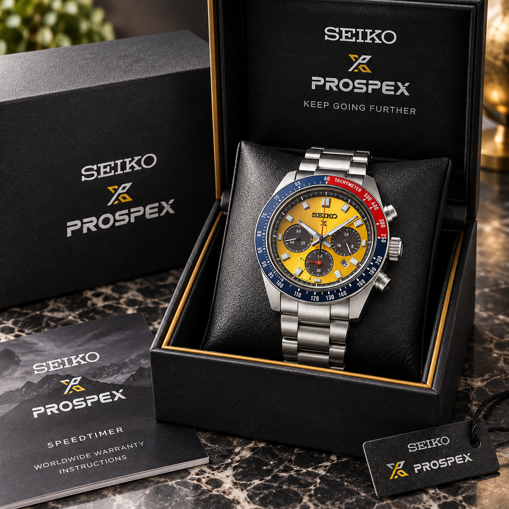 Seiko Prospex Speedtimer SSC947 presented in Seiko Prospex box