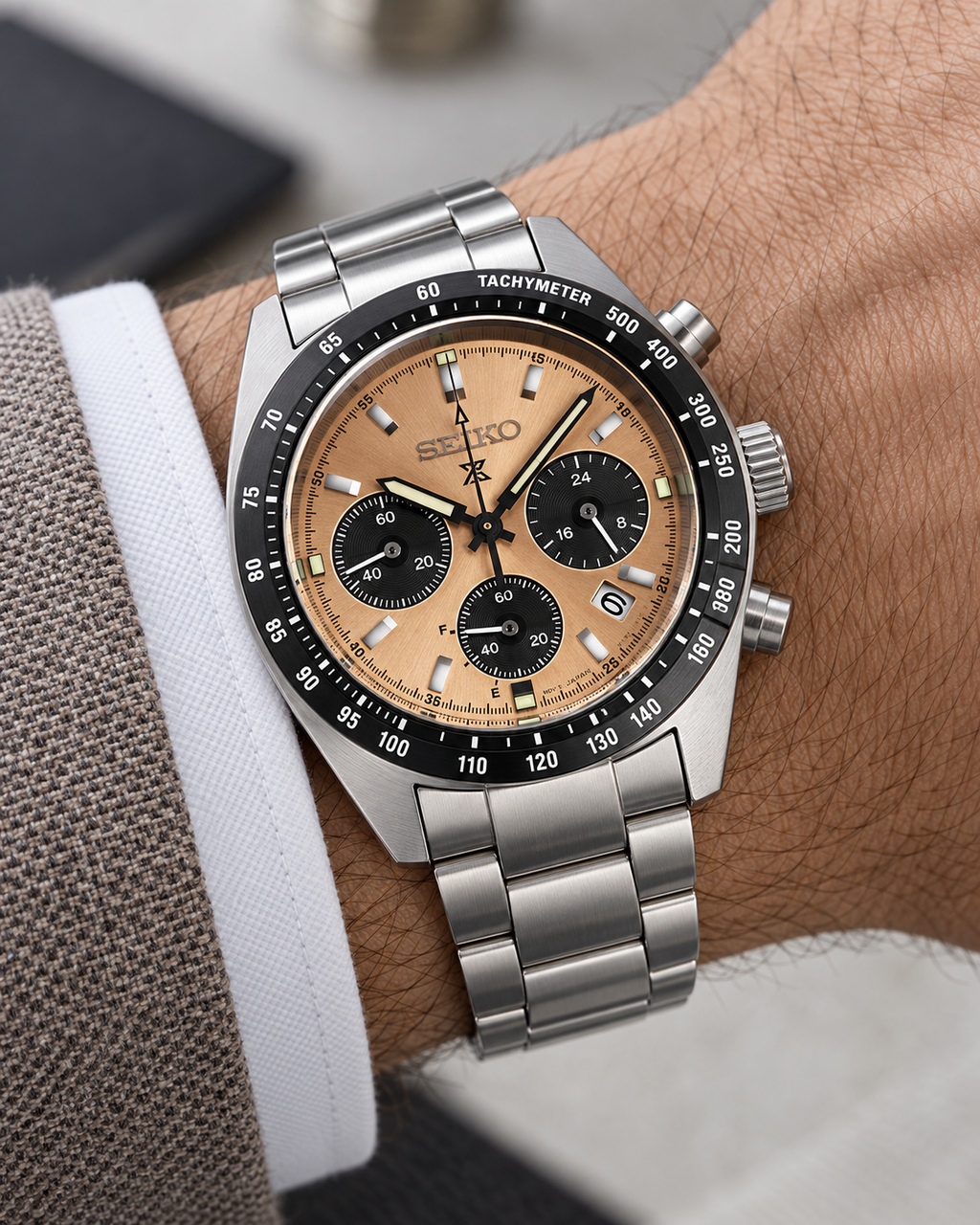 Seiko Prospex Speedtimer SSC951P1 solar chronograph on wrist