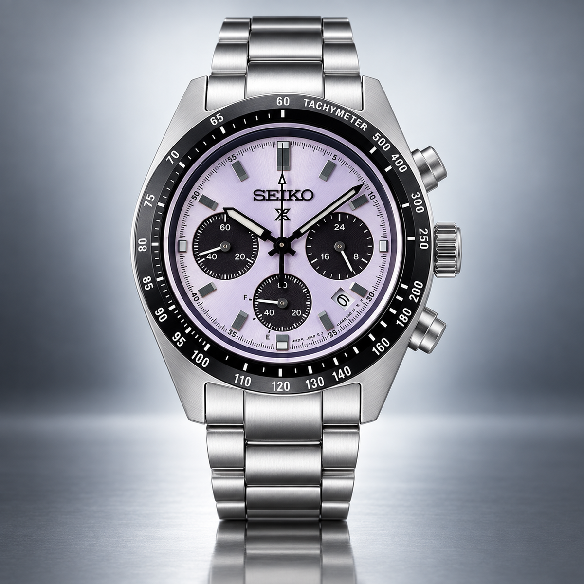 Seiko Prospex Speedtimer SSC955 Edo purple dial studio product view