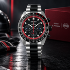 Seiko Prospex Speedtimer SSC957 Datsun 240Z black red dial studio product view