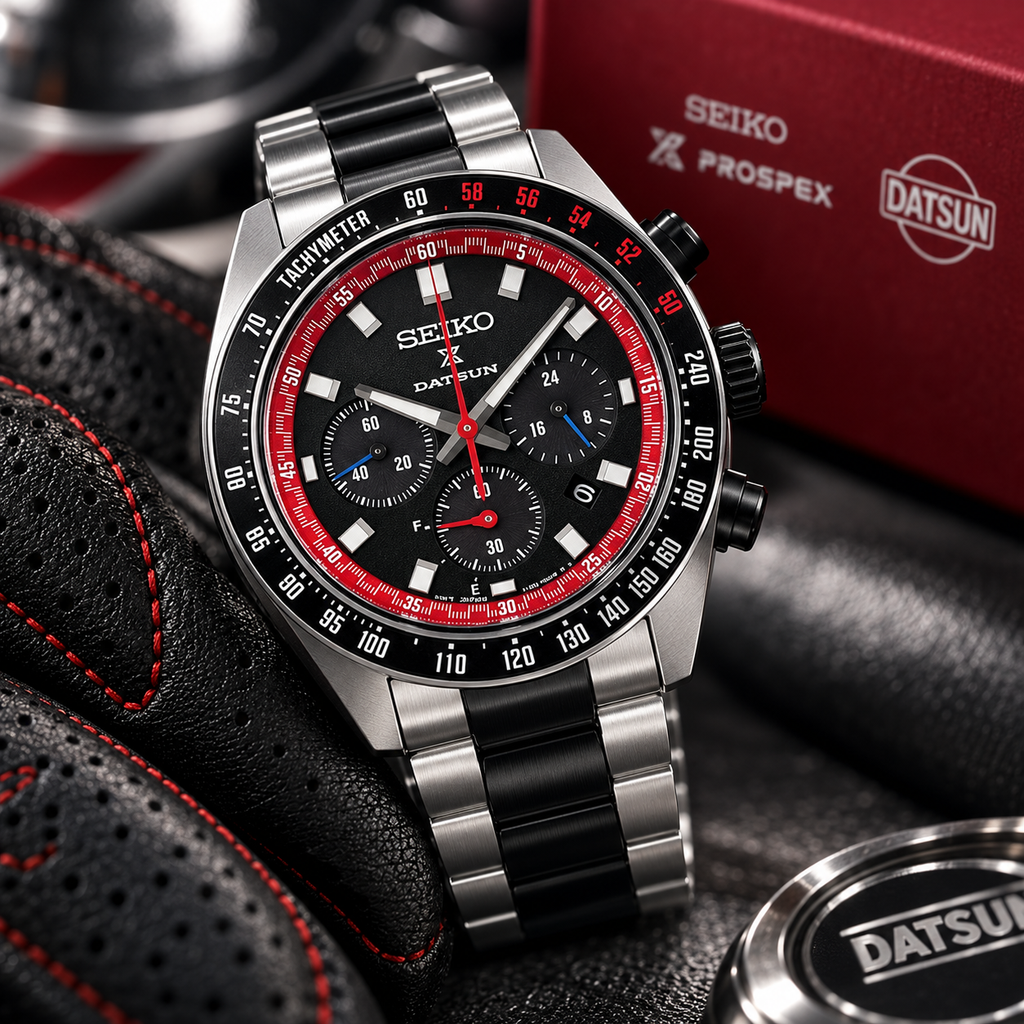 Seiko Prospex Speedtimer SSC957 Datsun 240Z chronograph close up