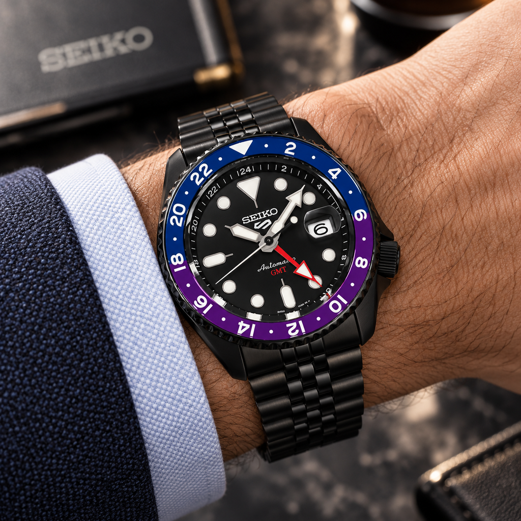 Seiko 5 Sports GMT SSK027K1 Yuto Horigome Limited Edition on wrist