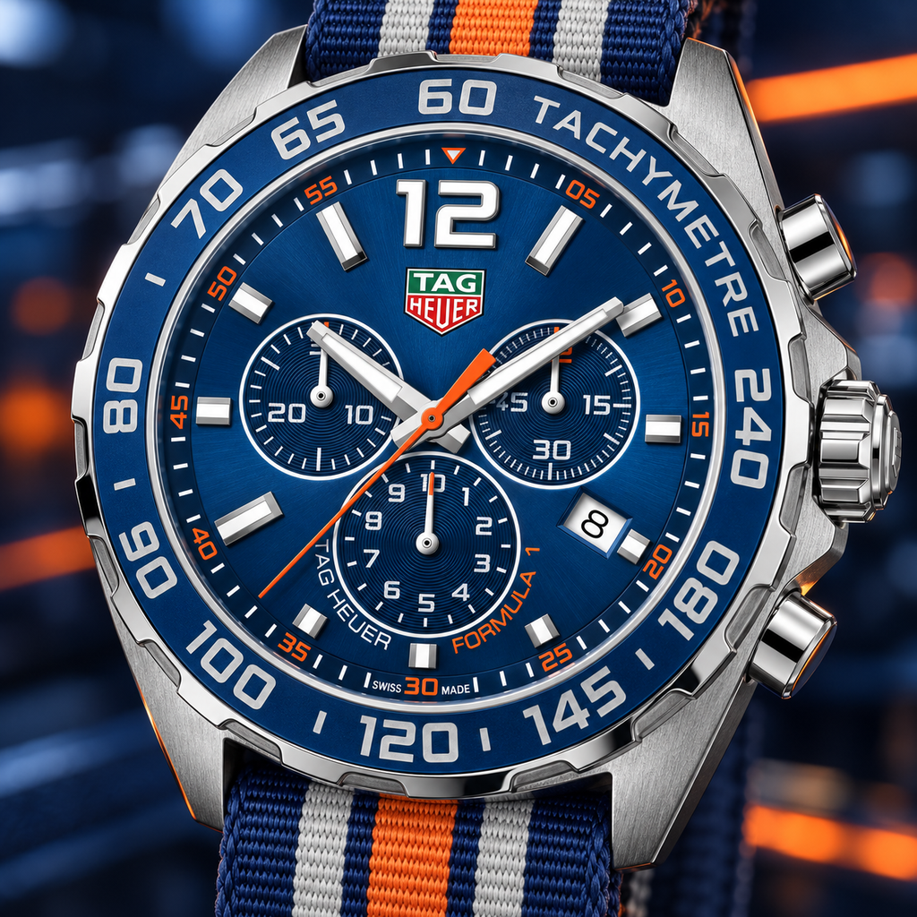 TAG Heuer Formula 1 CAZ1014.FC8196 blue chronograph dial macro