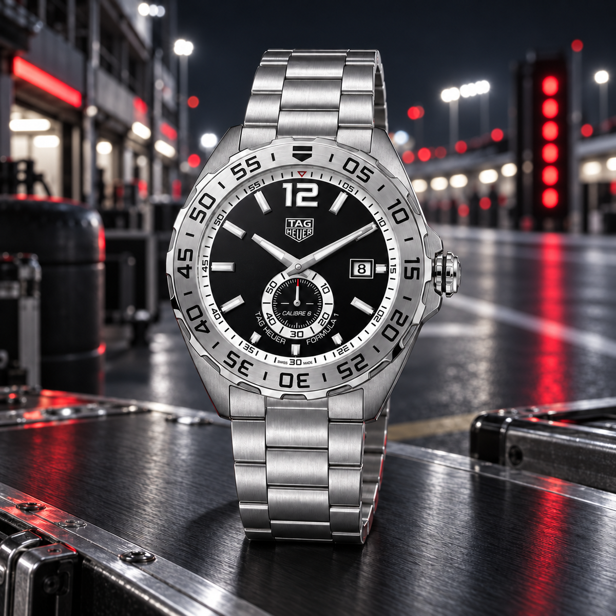 TAG Heuer Formula 1 Calibre 6 WAZ2012.BA0842 black dial racetrack hero