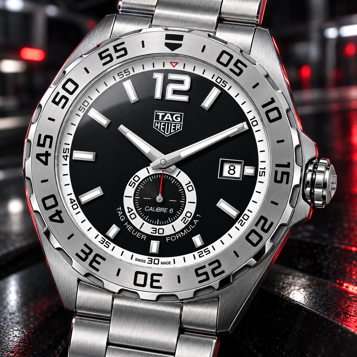 TAG Heuer Formula 1 Calibre 6 WAZ2012.BA0842 black dial macro