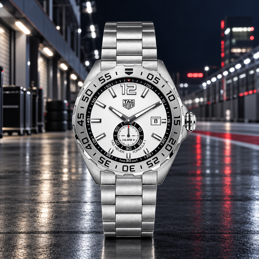 TAG Heuer Formula 1 Calibre 6 WAZ2013.BA0842 white dial racetrack hero