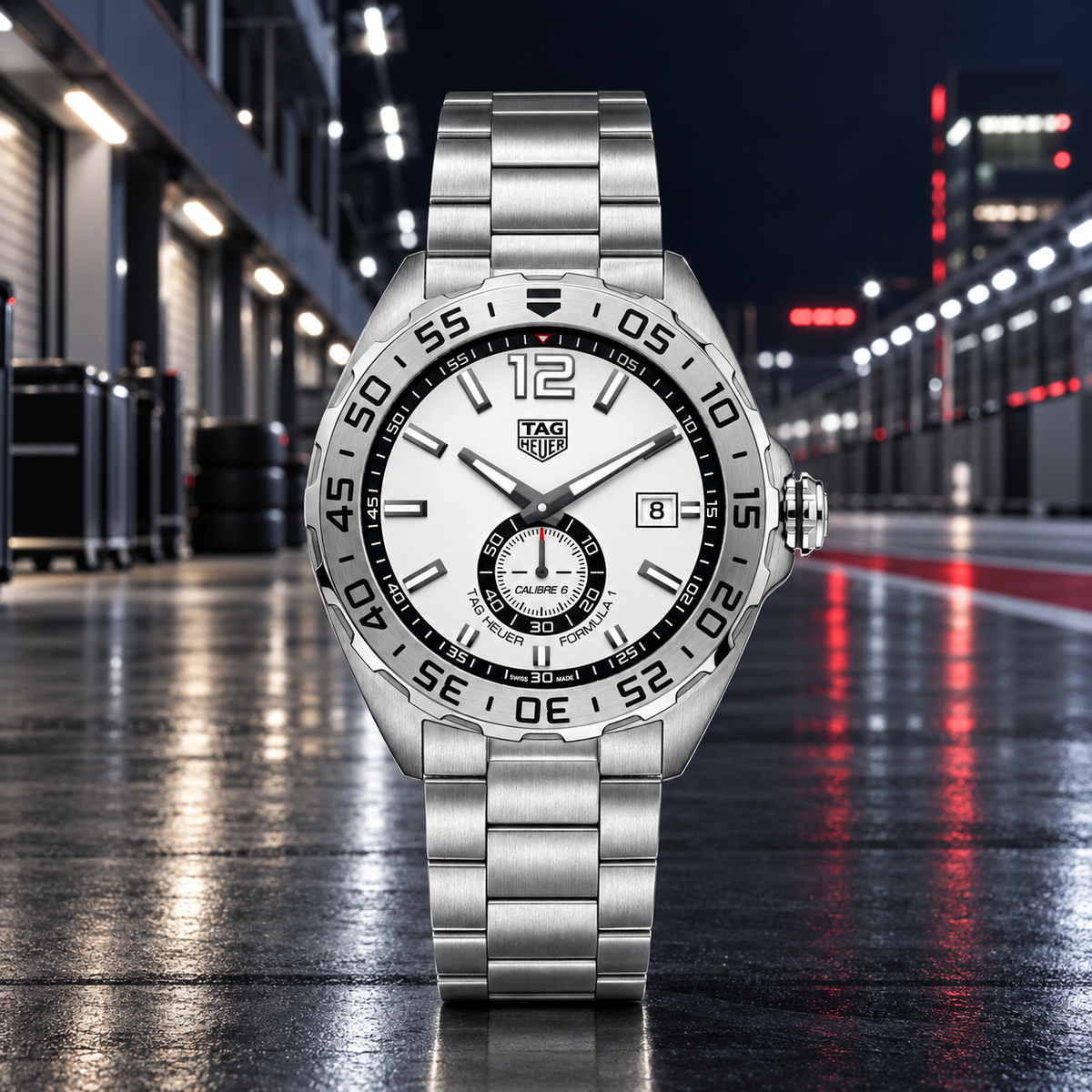 TAG Heuer Formula 1 Calibre 6 WAZ2013.BA0842 white dial racetrack hero
