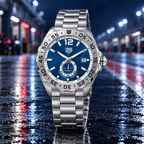 TAG Heuer Formula 1 WAZ2014.BA0842 blue Calibre 6 hero at wet paddock