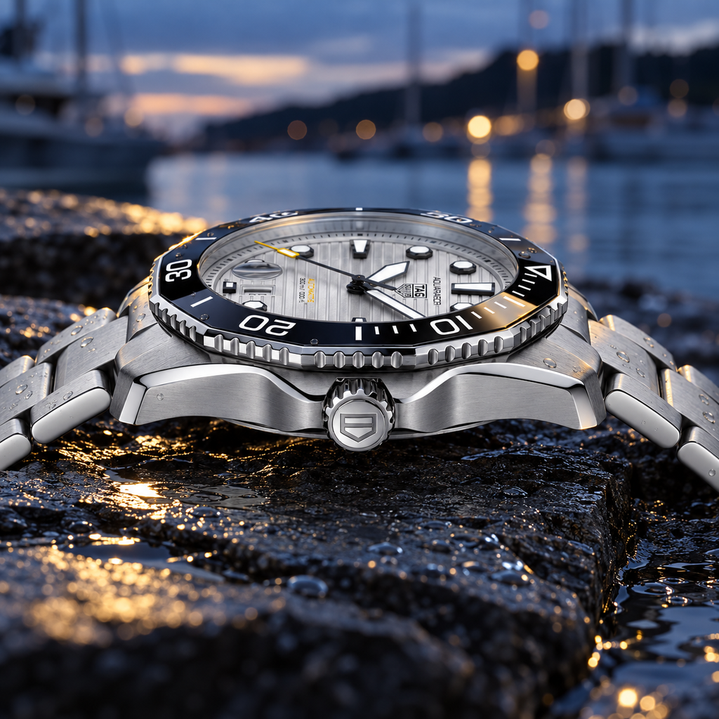 TAG Heuer Aquaracer WBP201C.BA0632 steel case crown and bracelet profile