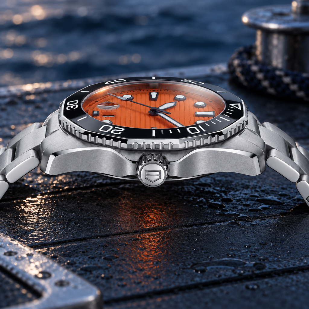 TAG Heuer Aquaracer Professional 300 Orange Diver WBP201F.BA0632 case and bracelet profile