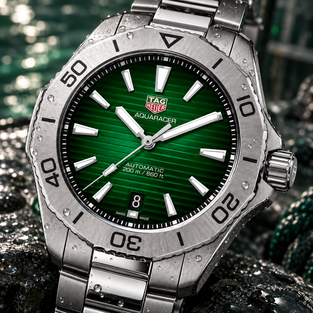 TAG Heuer Aquaracer WBP2115.BA0627 smoky green dial macro