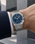 Tissot PRX 41mm blue dial chronograph T137.417.11.041.00 on wrist