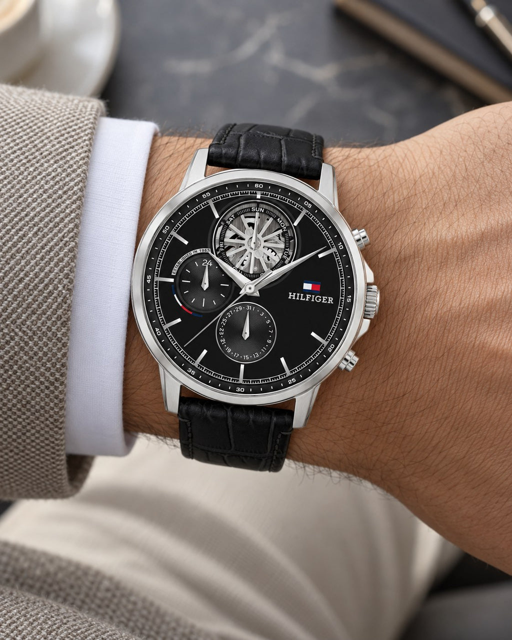 Tommy Hilfiger watch 1710605 worn on wrist