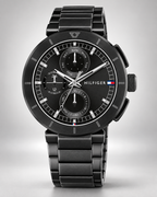 Tommy Hilfiger Lorenzo Men's Multifunction Watch – Black Dial, Black Steel Bracelet, 44mm – 1792119 – studio hero