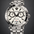 Versace Aion Chronograph Men's Watch – White 45 mm – VE1D00319 dial and case detail – VE1D00319