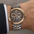 Versace Aion Chronograph Men's Watch – Gray 45 mm – VE1D00619 on wrist – VE1D00619
