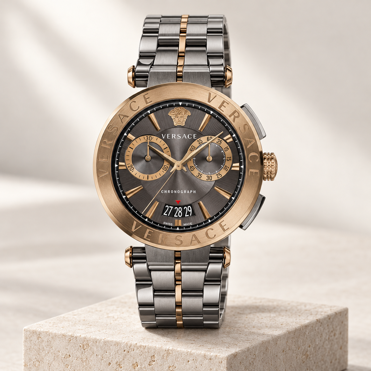 Versace Aion Chronograph Men's Watch – Gray 45 mm – VE1D00619 studio product view – VE1D00619