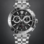 Versace Aion Chronograph Men's Watch – Black 45 mm – VE1D01520 dial and case detail – VE1D01520