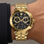 Versace Aion Chronograph Men's Watch – Black 45 mm – VE1D01721 on wrist – VE1D01721