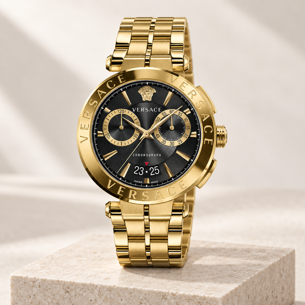 Versace Aion Chronograph Men's Watch – Black 45 mm – VE1D01721 studio product view – VE1D01721
