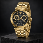 Versace Aion Chronograph Men's Watch – Black 45 mm – VE1D01721 dark luxury view – VE1D01721