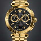 Versace Aion Chronograph Men's Watch – Black 45 mm – VE1D01721 dial and case detail – VE1D01721