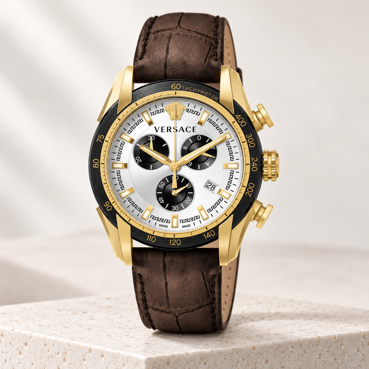Versace V-Ray Chronograph Men's Watch – White 44 mm – VE2I00221 studio product view – VE2I00221