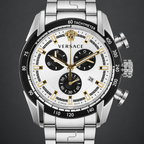 Versace V-Ray Chronograph Men's Watch – Silver 44 mm – VE2I00321 dial and case detail – VE2I00321