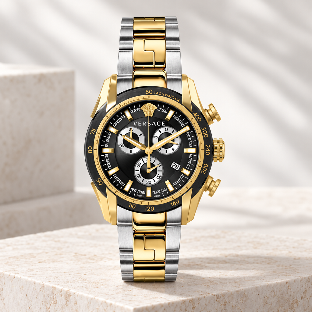 Versace V-Ray Chronograph Men's Watch – Black 44 mm – VE2I00421 studio product view – VE2I00421