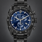 Versace V-Ray Chronograph Men's Watch – Blue 44 mm – VE2I00521 dial and case detail – VE2I00521