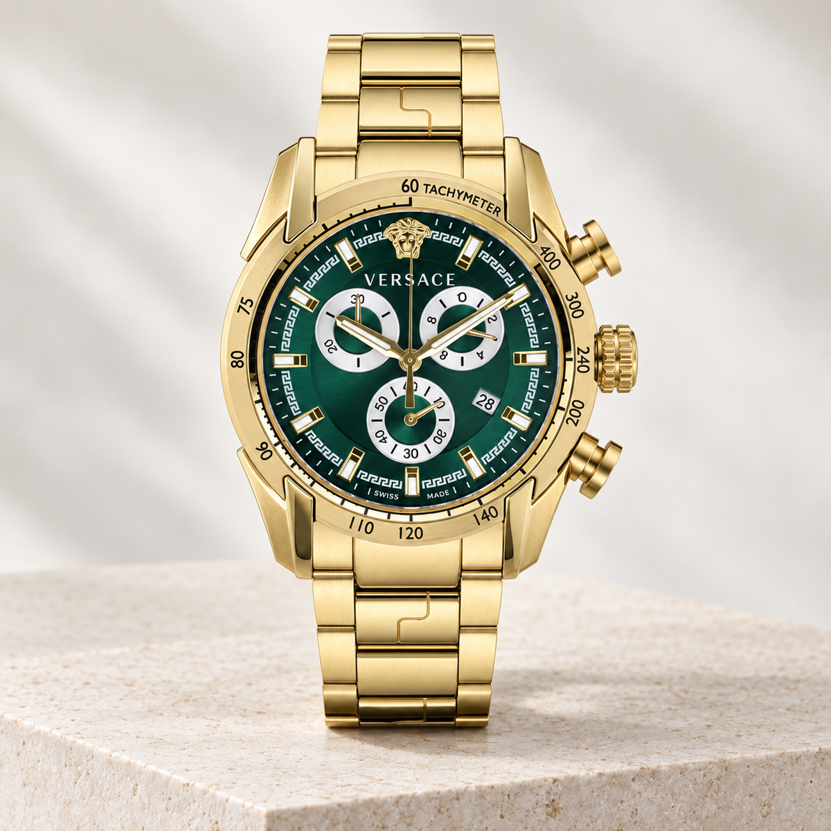Versace V-Ray Chronograph Men's Watch – Green 44 mm – VE2I00621 studio product view – VE2I00621