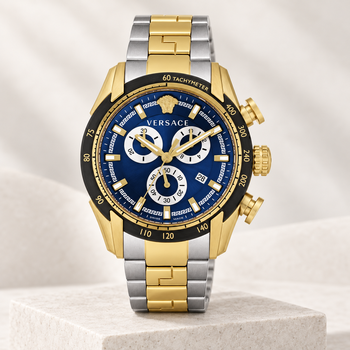 Versace V-Ray Chronograph Men's Watch – Blue 44 mm – VE2I01021 studio product view – VE2I01021