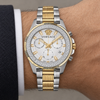 Versace Greca Action Chronograph Men's Watch – White 45 mm – VE3J00522 on wrist – VE3J00522