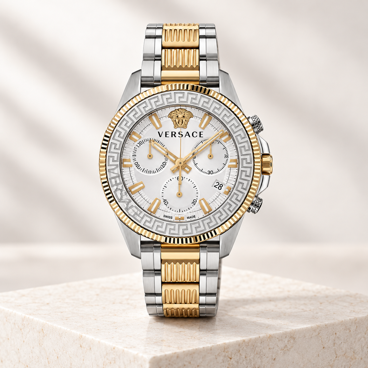 Versace Greca Action Chronograph Men's Watch – White 45 mm – VE3J00522 studio product view – VE3J00522