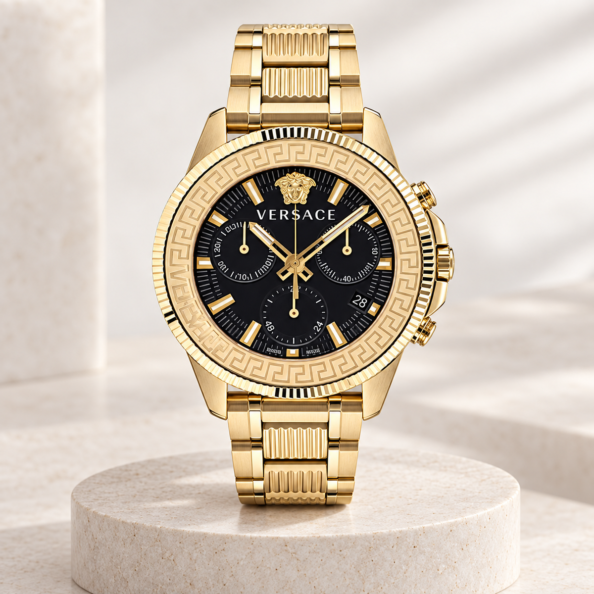 Versace Greca Action Chronograph Men's Watch – Black 45 mm – VE3J00622 studio product view – VE3J00622