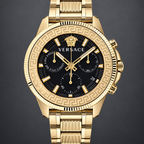 Versace Greca Action Chronograph Men's Watch – Black 45 mm – VE3J00622 dial and case detail – VE3J00622