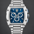 Versace Dominus Chronograph Men's Watch – Blue 42 x 49.5 mm – VE6H00423 dial and case detail – VE6H00423