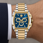 Versace Dominus Chronograph Men's Watch – Blue 42 x 49.5 mm – VE6H00723 on wrist – VE6H00723