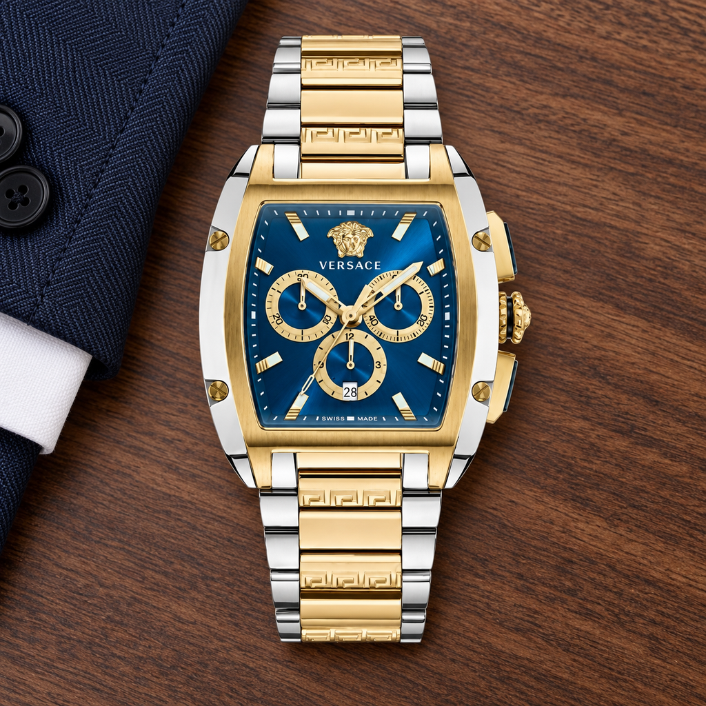 Versace Dominus Chronograph Men's Watch – Blue 42 x 49.5 mm – VE6H00723 lifestyle view – VE6H00723