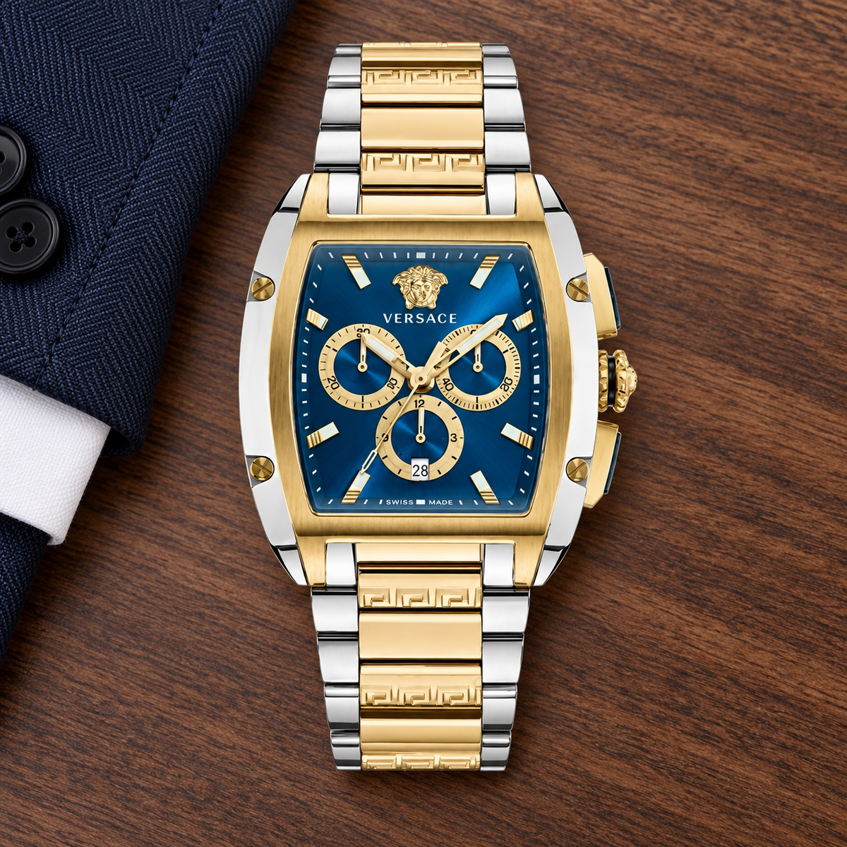 Versace Dominus Chronograph Men's Watch – Blue 42 x 49.5 mm – VE6H00723 lifestyle view – VE6H00723