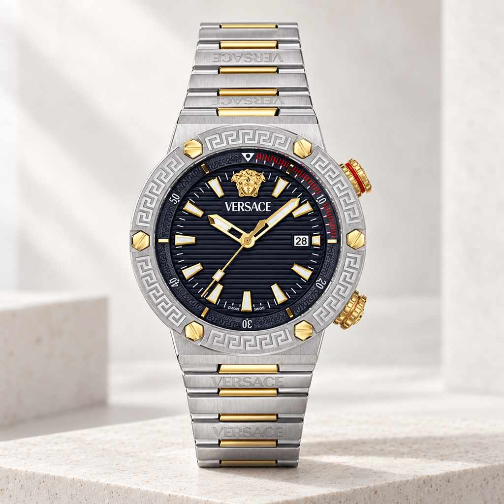 Versace Greca Logo Diver Men's Watch – Blue 43 mm – VE8G00424 studio product view – VE8G00424