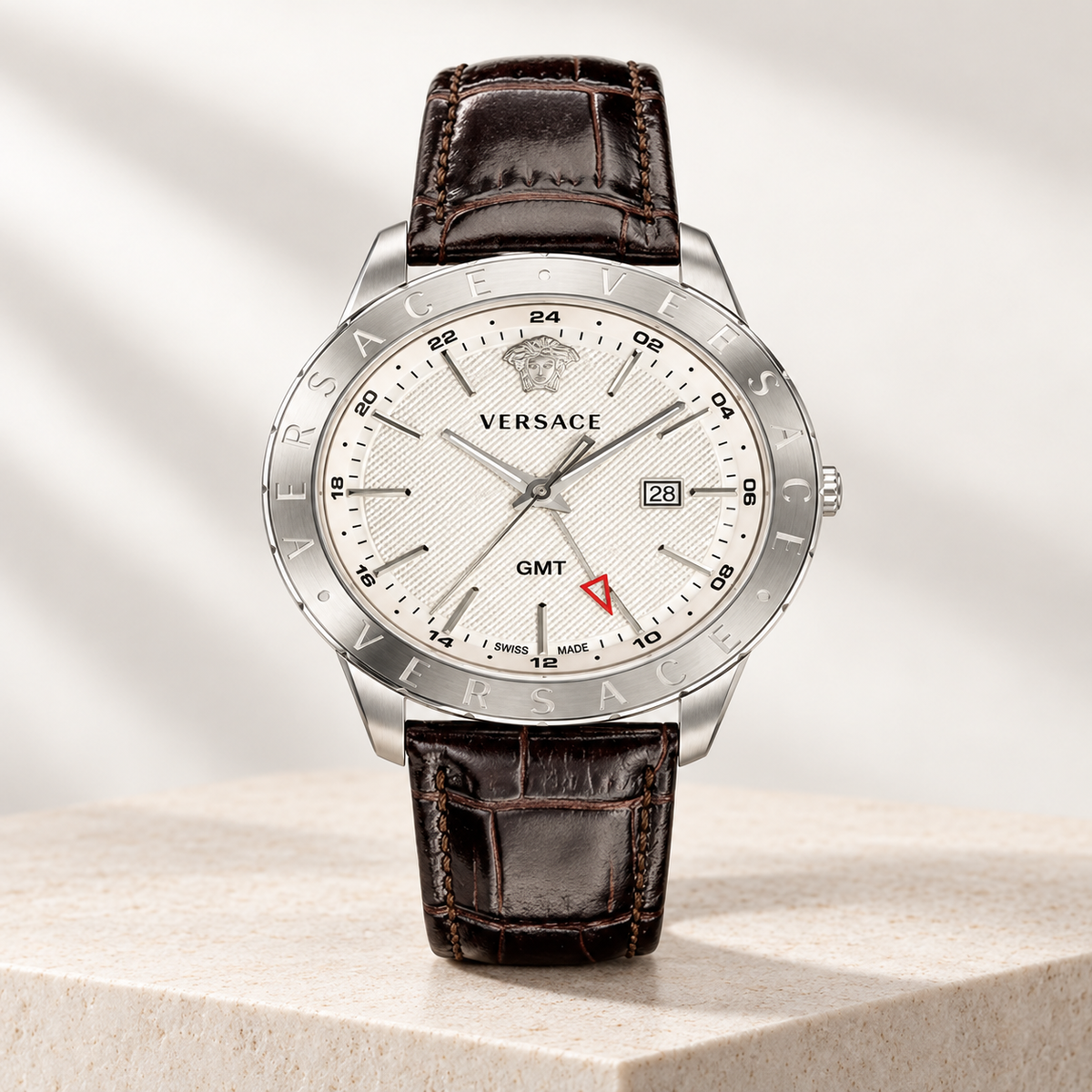 Versace Univers GMT Men's Watch – White 43 mm – VEBK00118 studio product view – VEBK00118
