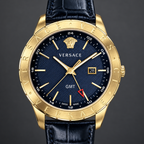 Versace Univers GMT Men's Watch – Blue 43 mm – VEBK00318 dial and case detail – VEBK00318