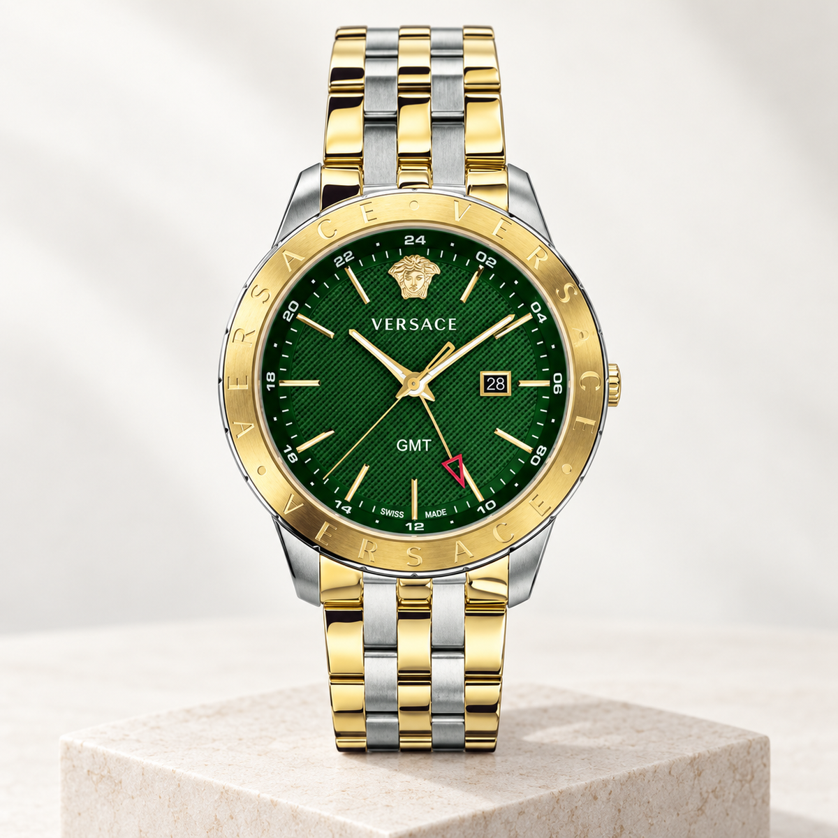 Versace Univers GMT Men's Watch – Green 43 mm – VEBK00718 studio product view – VEBK00718