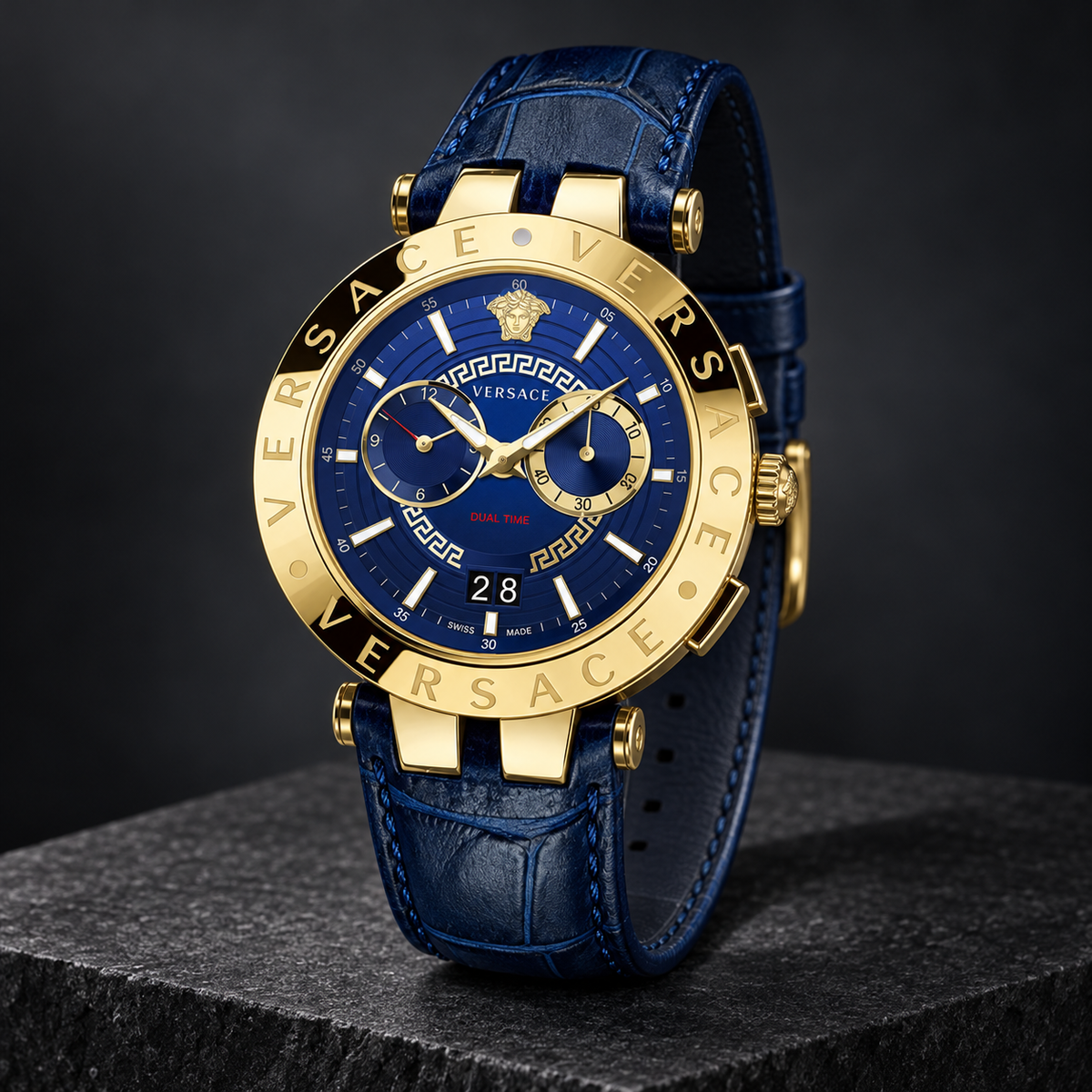 Versace V-Race Men's Watch – Blue 46 mm – VEBV00219 dark luxury view – VEBV00219