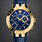 Versace V-Race Men's Watch – Blue 46 mm – VEBV00219 dial and case detail – VEBV00219
