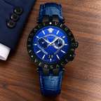 Versace V-Race Men's Watch – Blue 46 mm – VEBV00419 lifestyle view – VEBV00419